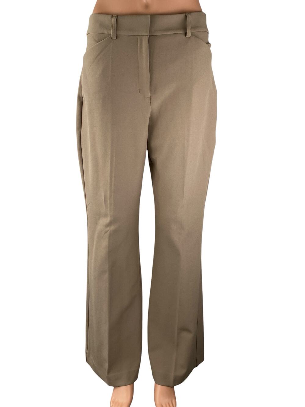 Express Editor Women's Tan Beige Khaki High Rise Flare Trousers Pants Size S